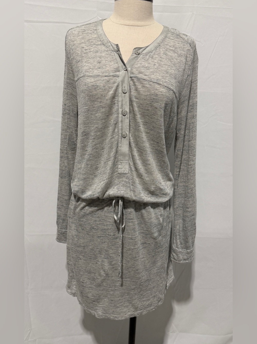 VINCE Linen Blend Gray Dress, Size Large